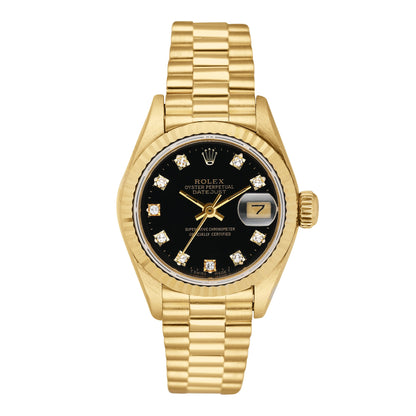 Rolex Datejust 69178 Diamond Black Dial Ladies Watch Box Papers