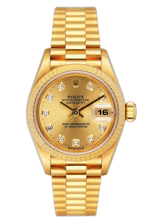 Rolex Datejust 69178 Diamond Dial 18K Yellow Gold Ladies Watch - Watches