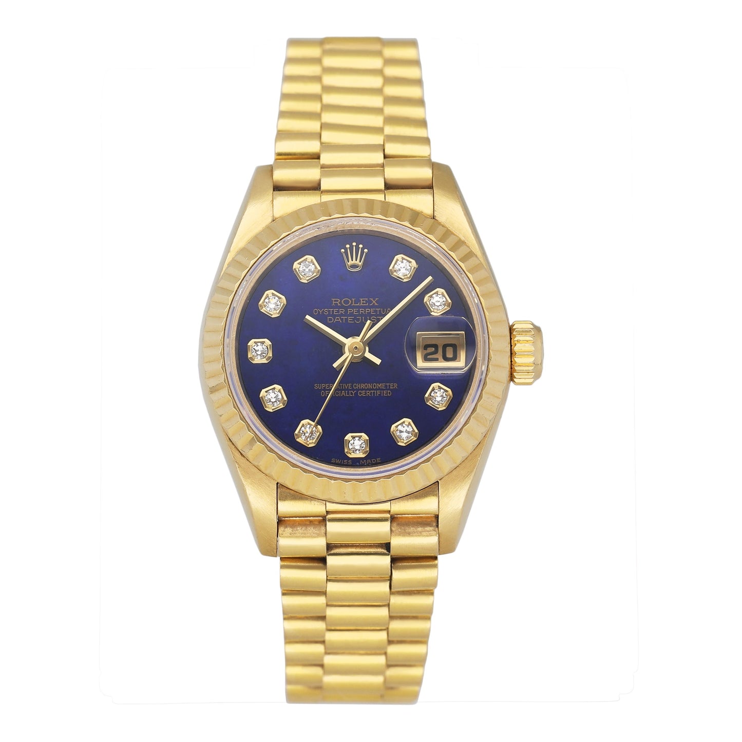 Rolex Datejust 69178 Diamond Lapis Dial 18K Yellow Gold Ladies Watch