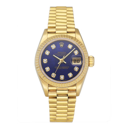Rolex Datejust 69178 Diamond Lapis Dial 18K Yellow Gold Ladies Watch