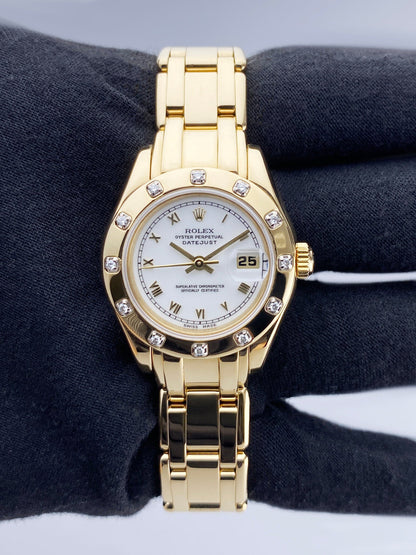 Rolex Datejust 69318 White Dial Yellow Gold Ladies Watch Box Papers - Watches