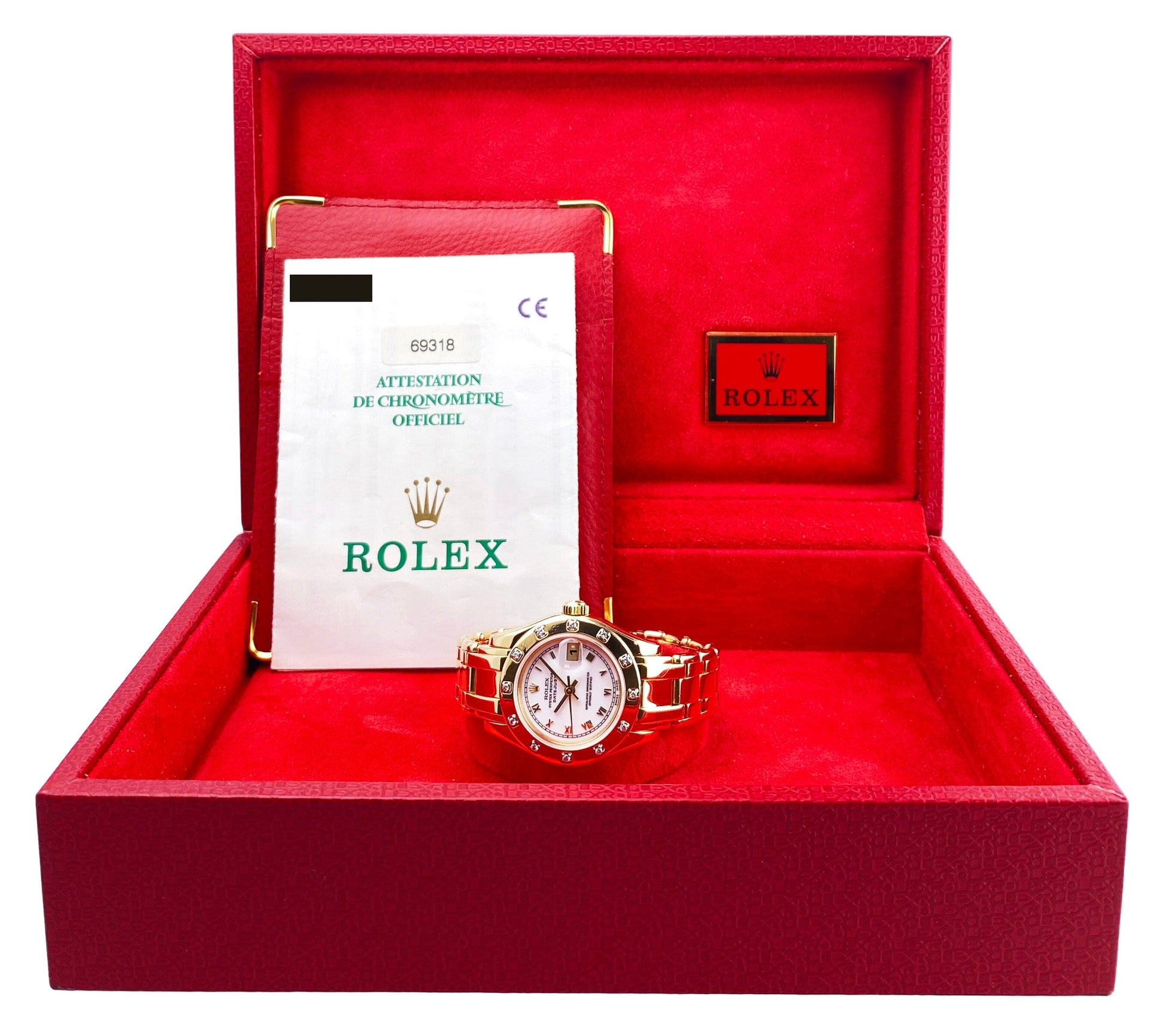 Rolex Datejust 69318 White Dial Yellow Gold Ladies Watch Box Papers - Watches