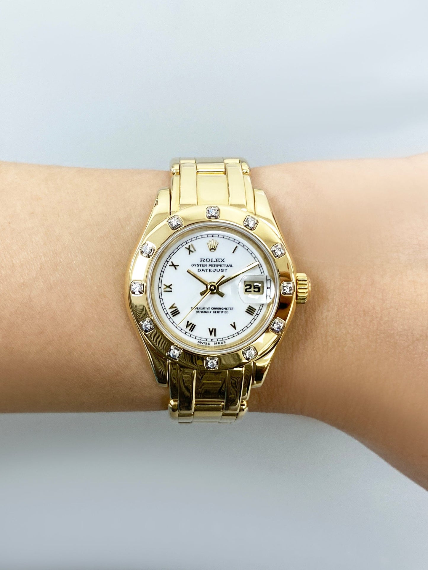 Rolex Datejust 69318 White Dial Yellow Gold Ladies Watch Box Papers - Watches