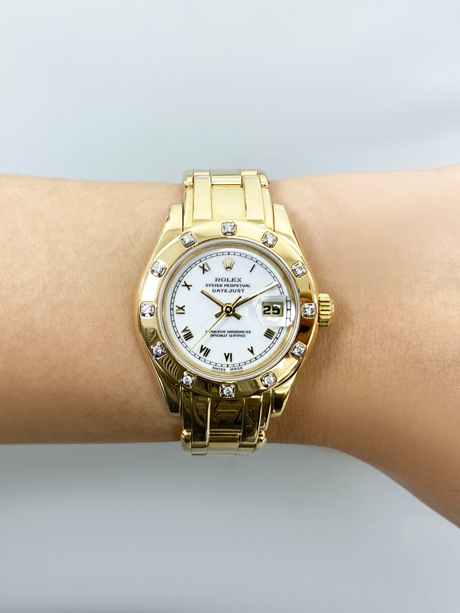 Rolex Datejust 69318 White Dial Yellow Gold Ladies Watch Box Papers - Watches