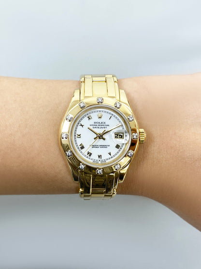 Rolex Datejust 69318 White Dial Yellow Gold Ladies Watch Box Papers - Watches