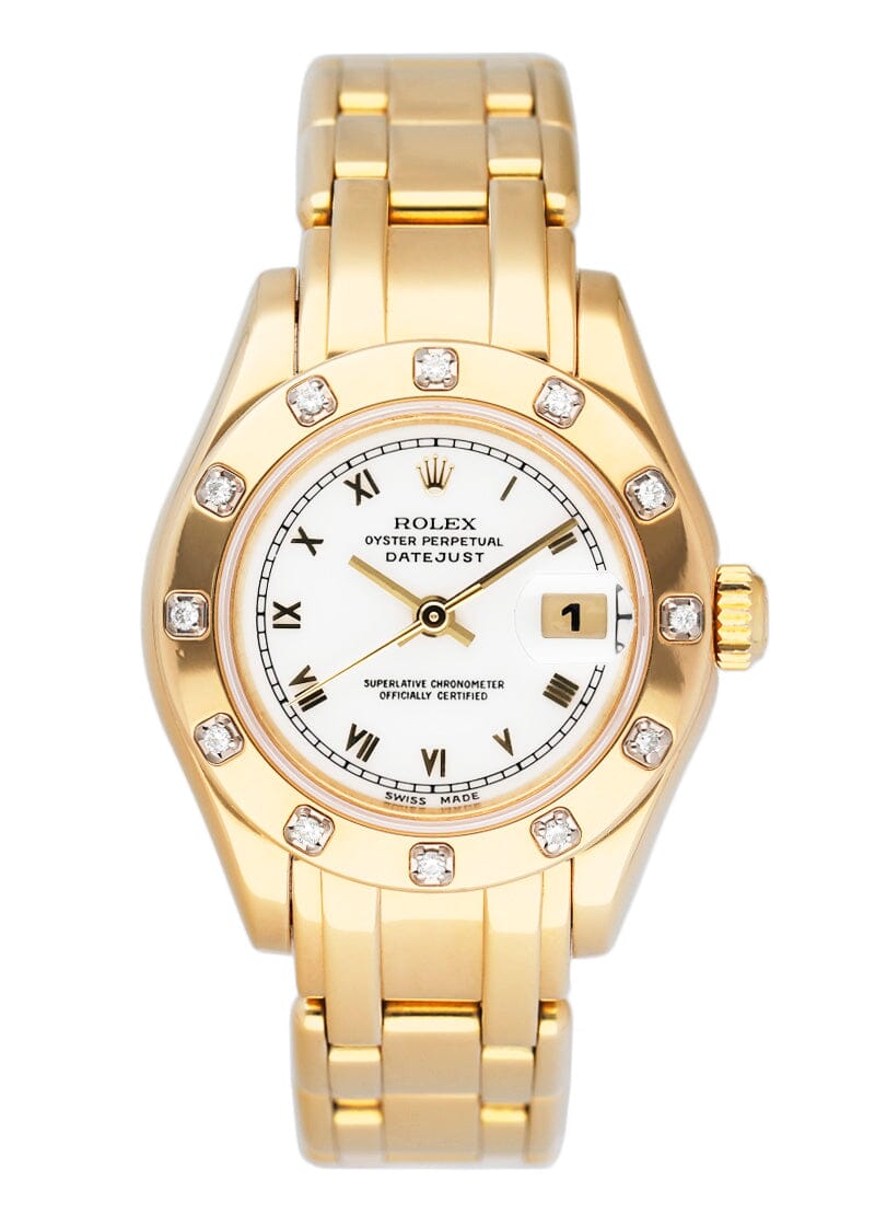 Rolex Datejust 69318 White Dial Yellow Gold Ladies Watch Box Papers - Watches