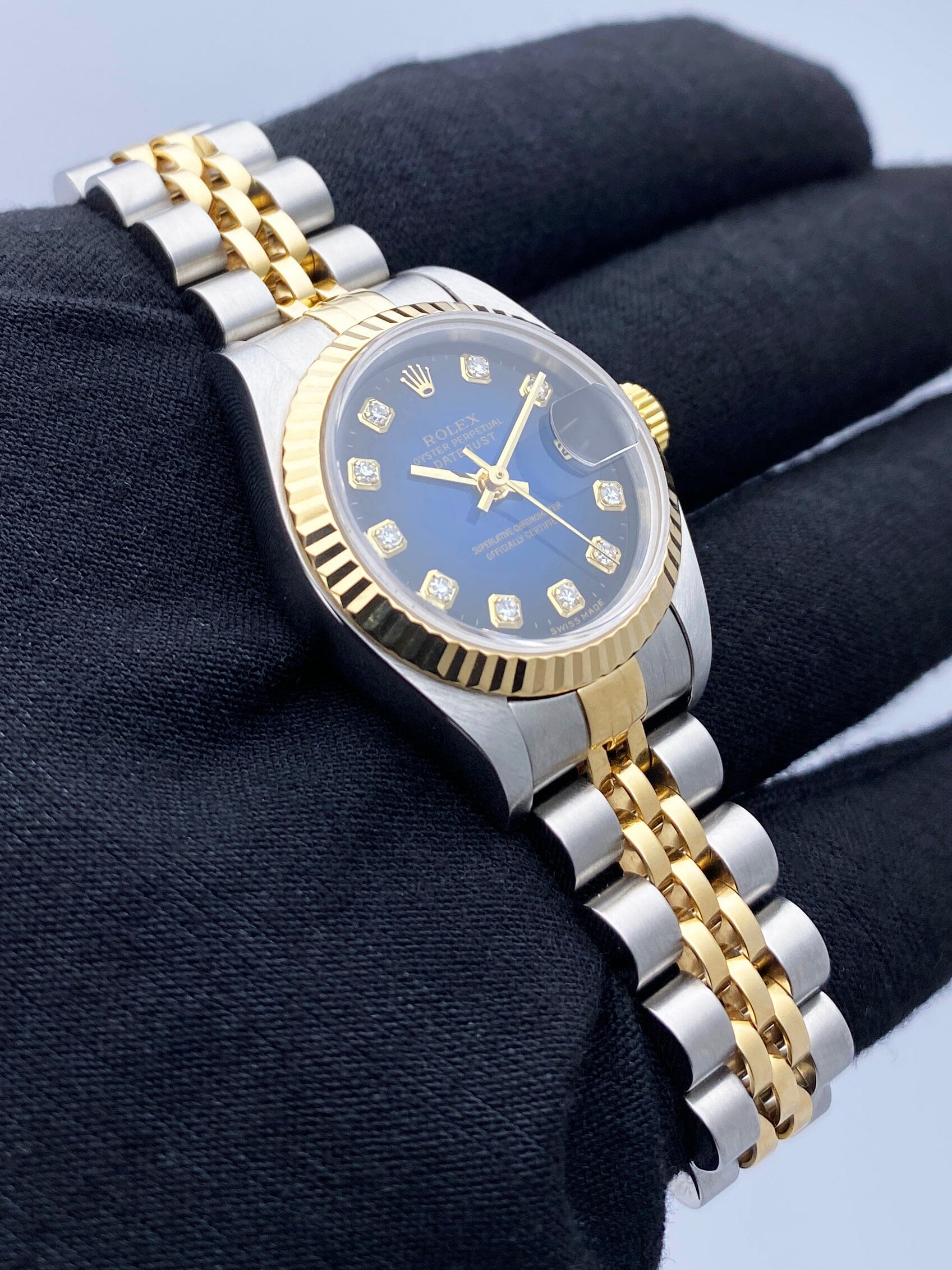 Rolex Datejust 79173 Blue Vignette Diamond Dial Ladies Watch