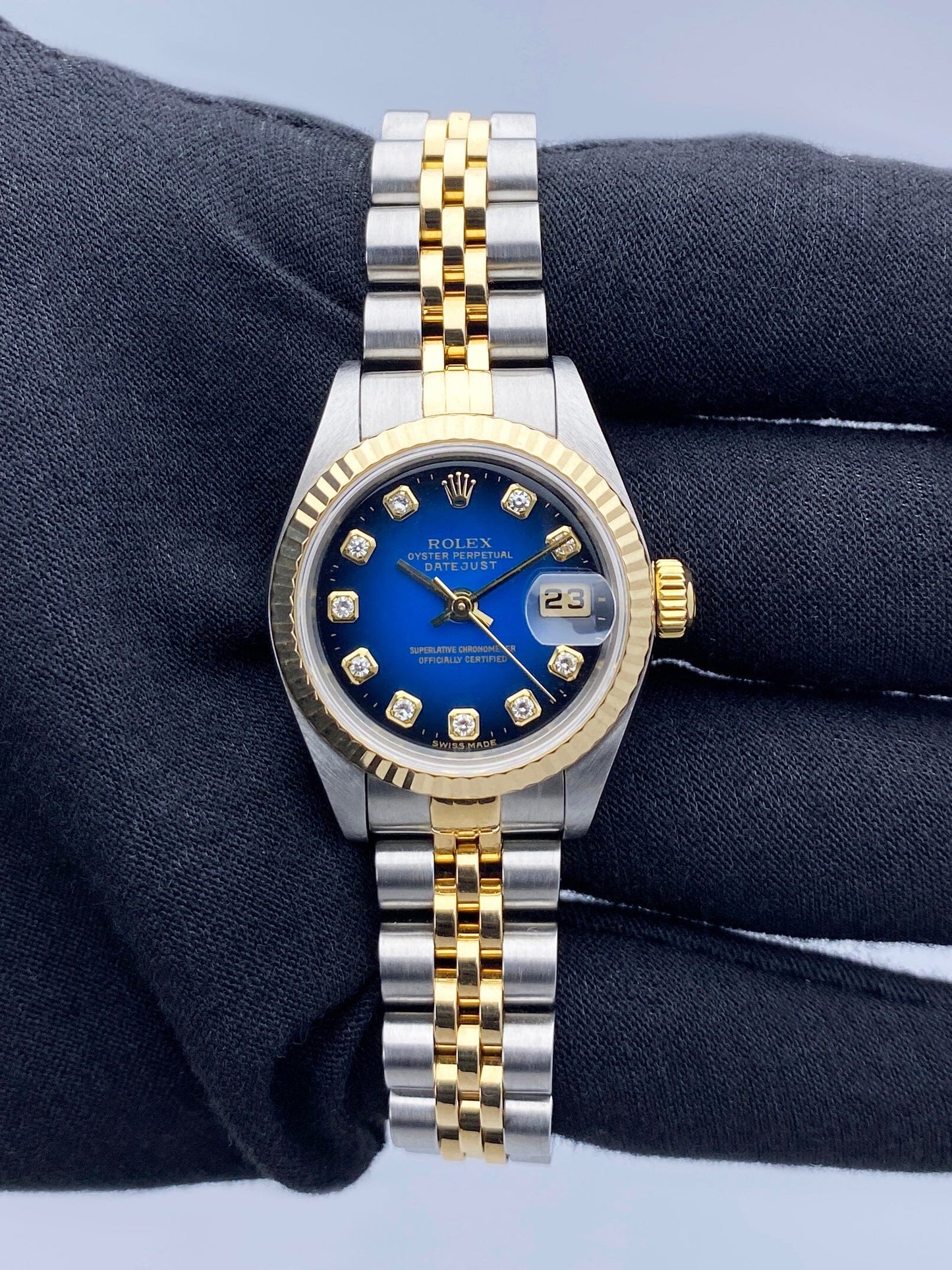 Rolex Datejust 79173 Blue Vignette Diamond Dial Ladies Watch Box Papers - Watches