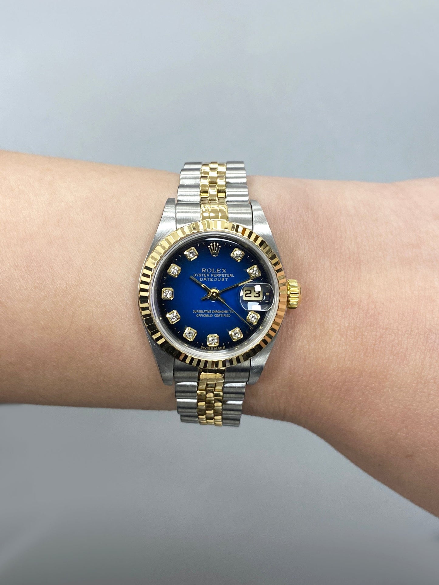Rolex Datejust 79173 Blue Vignette Diamond Dial Ladies Watch Box Papers - Watches