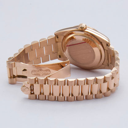 Rolex Day Date 118235 Diamond Pink Dial 18k Rose Gold Mens Watch Box Papers - Watches