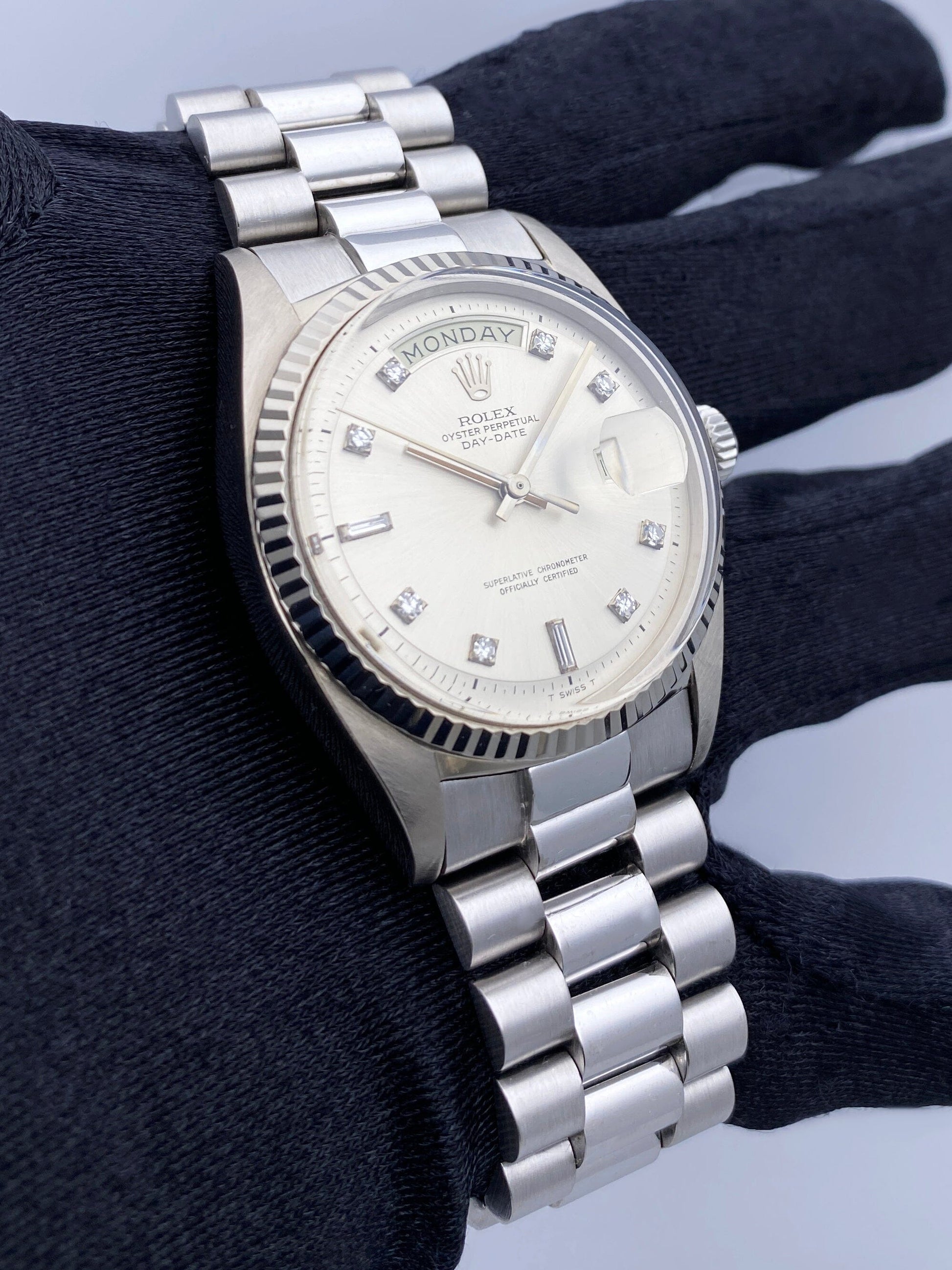 Rolex Day-Date 1803 Diamond 18K White Gold Mens Watch