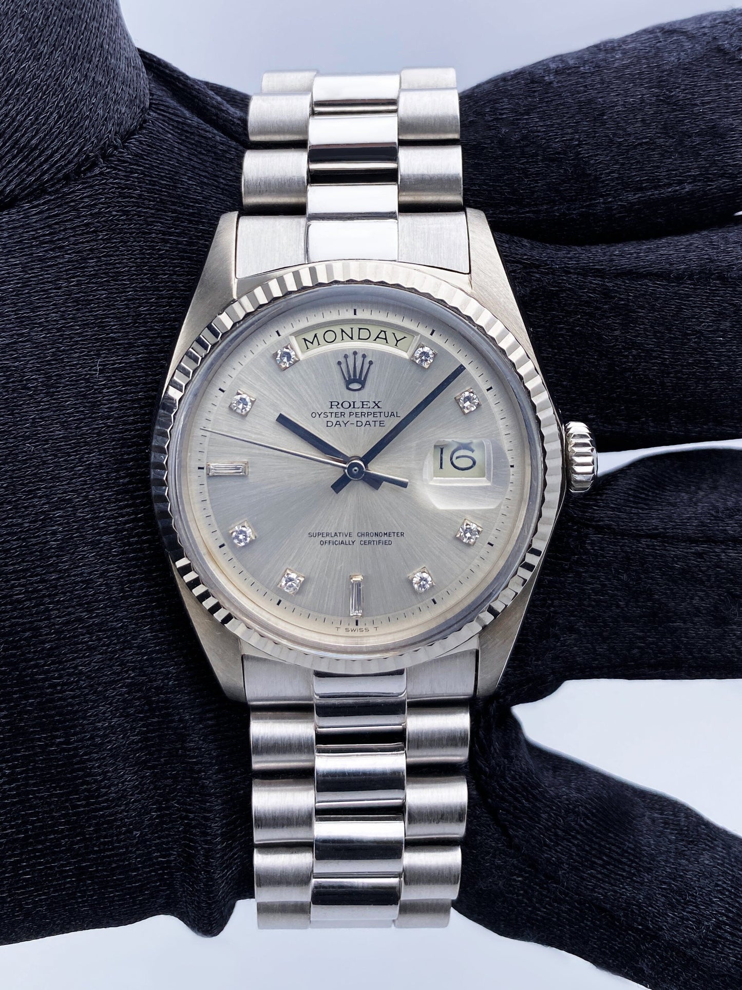Rolex Day-Date 1803 Diamond 18K White Gold Mens Watch