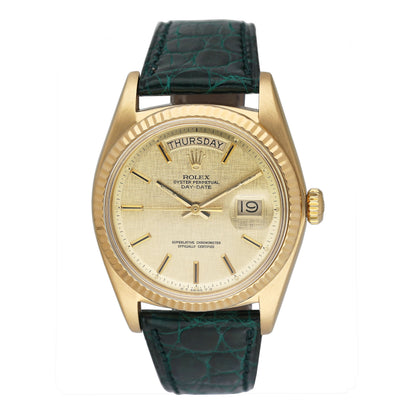 Rolex Day Date 1803 Satin Champagne Dial 18K Yellow Gold Mens Watch