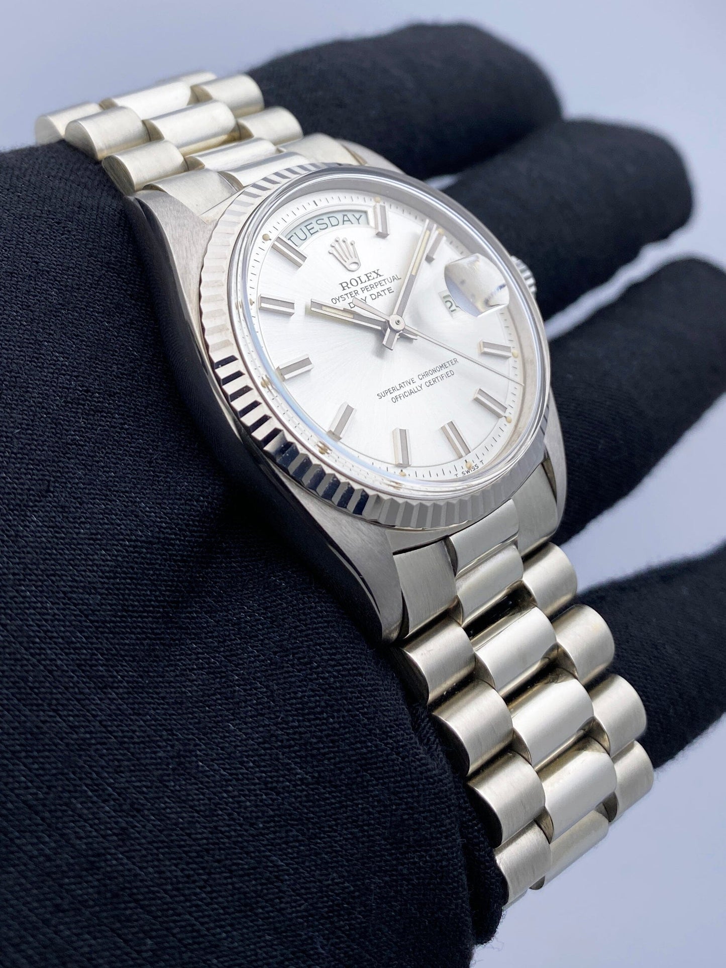 Rolex Day-Date 1803 Silver Dial 18K White Gold Mens Watch - Watches