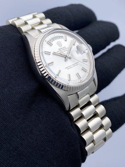 Rolex Day-Date 1803 Silver Dial 18K White Gold Mens Watch - Watches