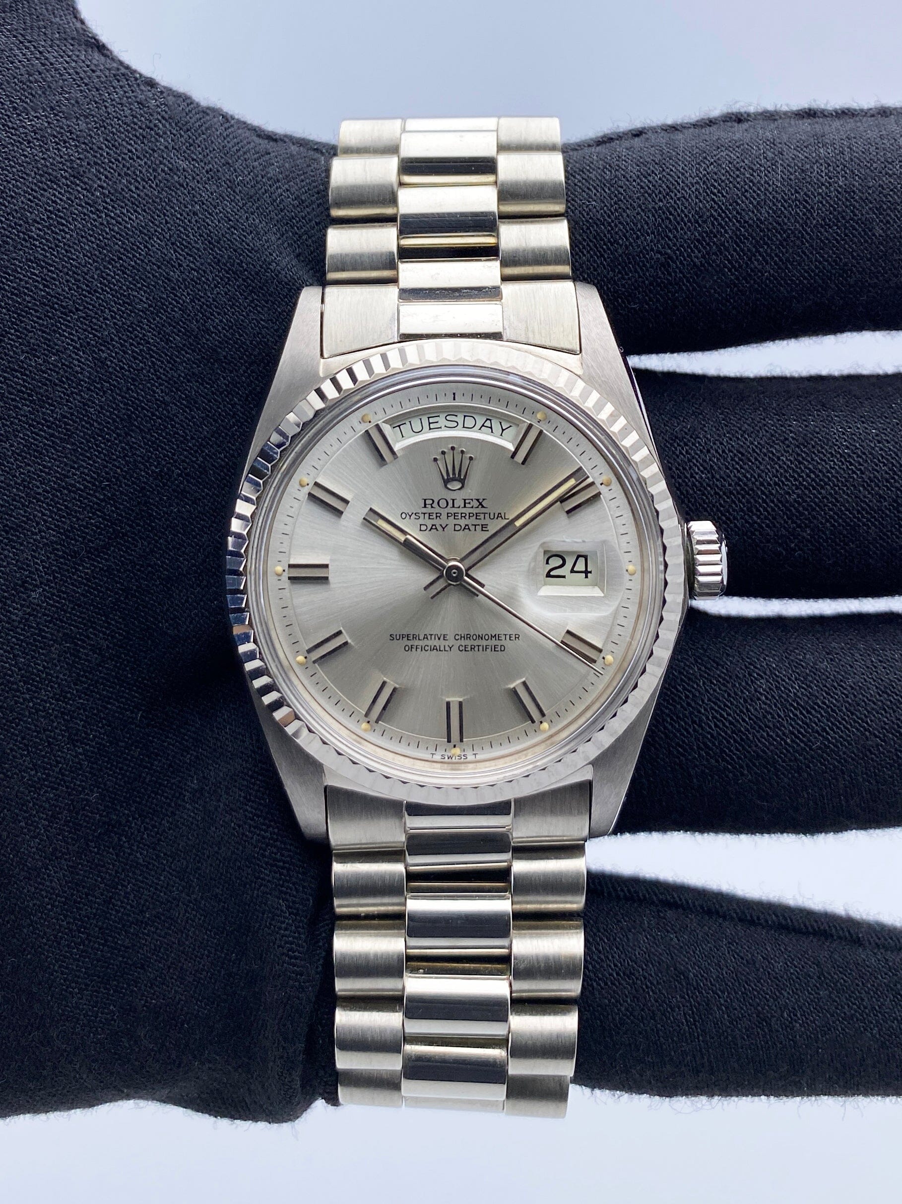 Rolex Day-Date 1803 Silver Dial 18K White Gold Mens Watch - Watches