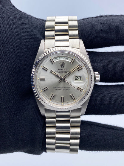 Rolex Day-Date 1803 Silver Dial 18K White Gold Mens Watch - Watches