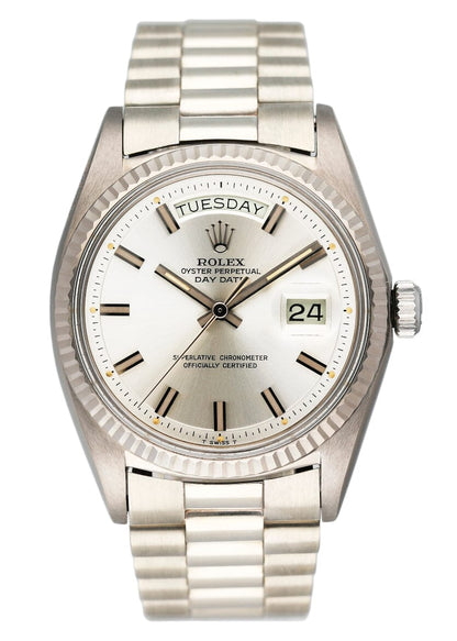 Rolex Day-Date 1803 Silver Dial 18K White Gold Mens Watch - Watches