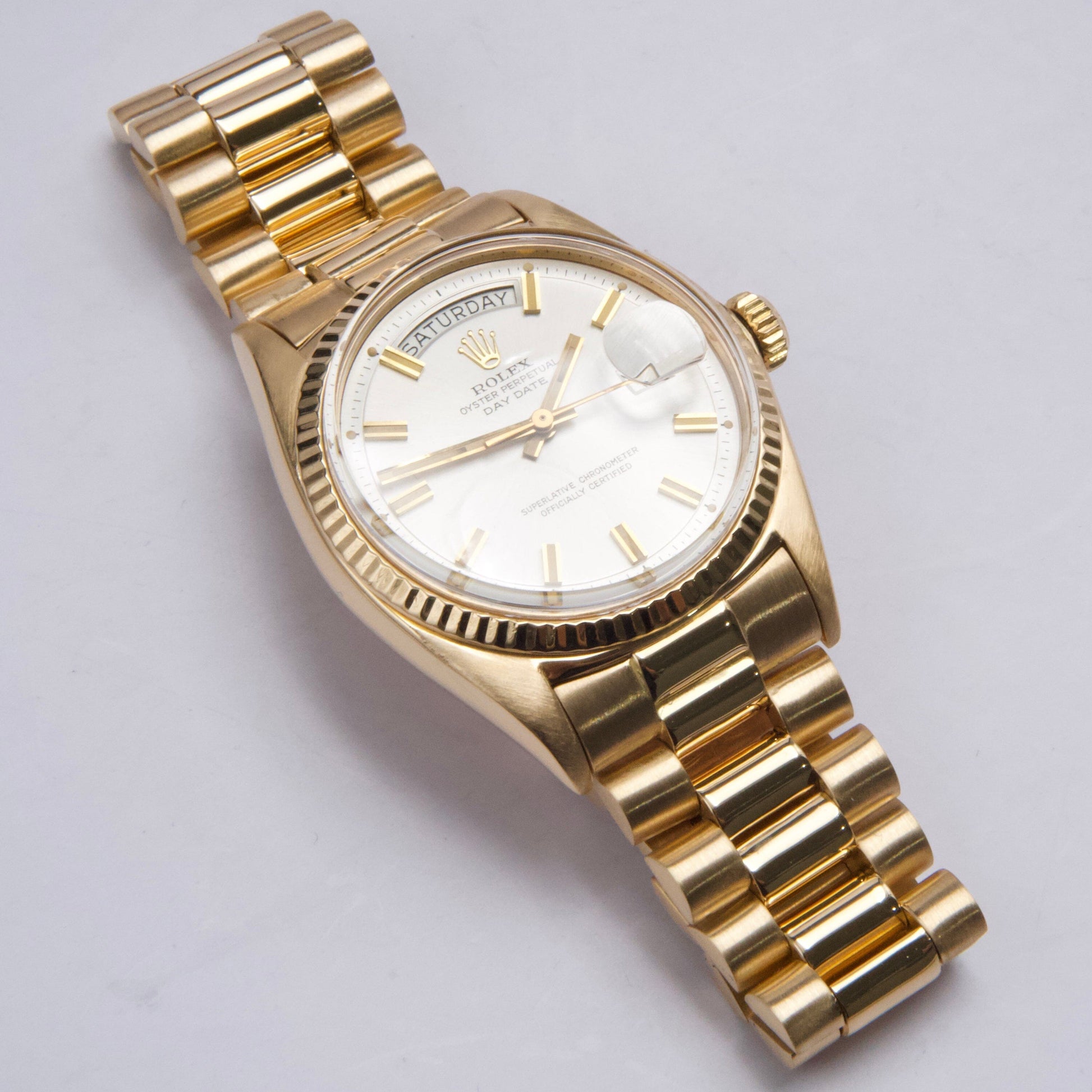 Rolex Day Date 1803 Silver Dial 18K Yellow Gold Mens Watch Box Papers - Watches