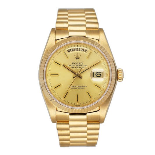 Rolex Day Date 18038 Champagne 18K Yellow Gold Mens Watch
