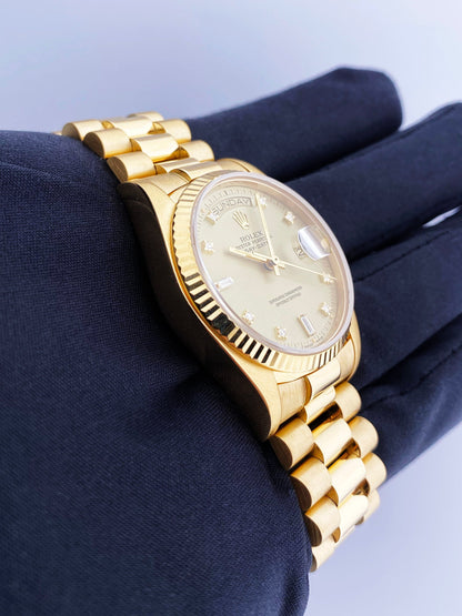 Rolex Day Date 18038 Diamond Dial Mens Watch - Virtual