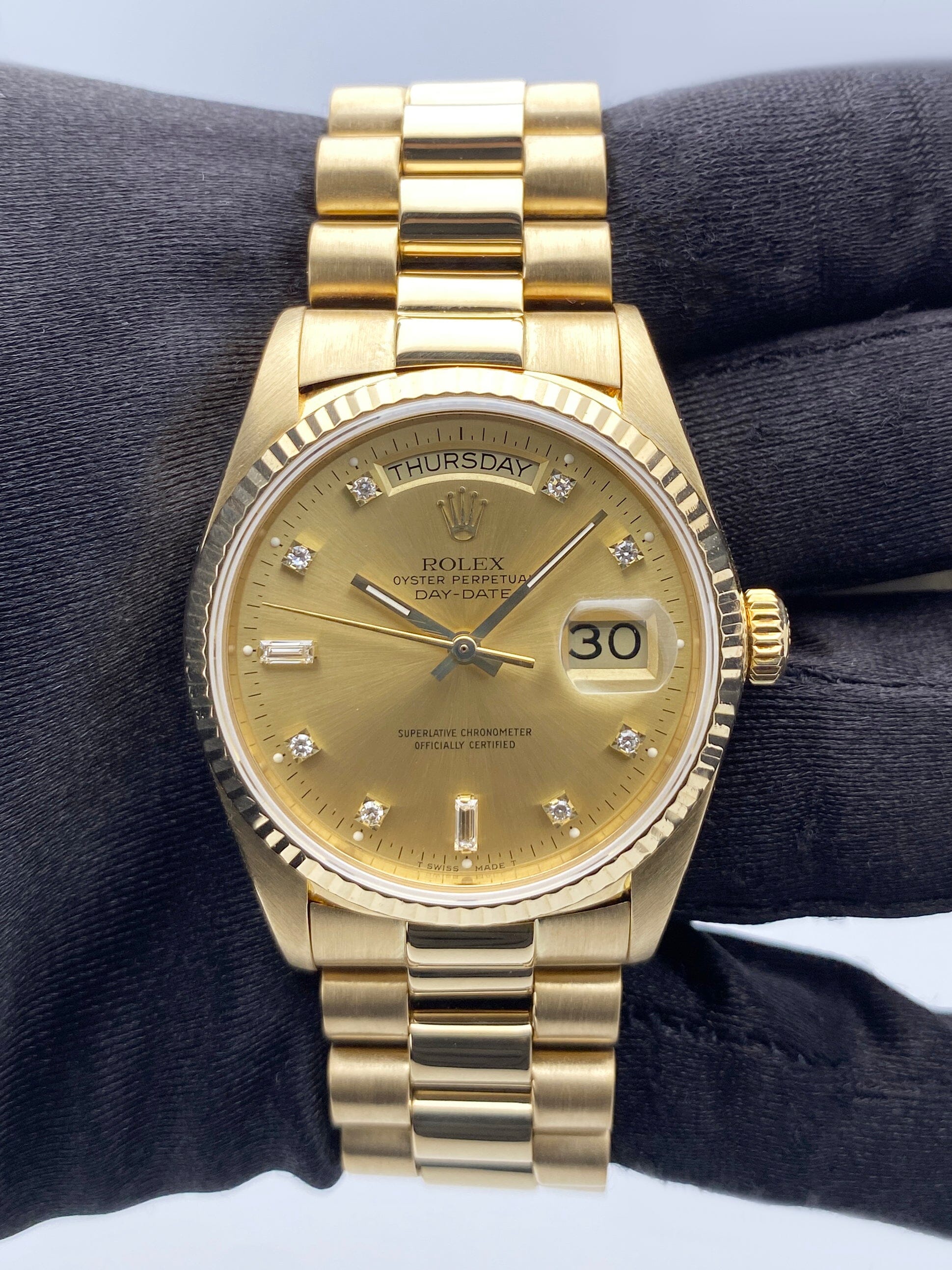 Rolex Day Date 18038 Diamond Dial Mens Watch