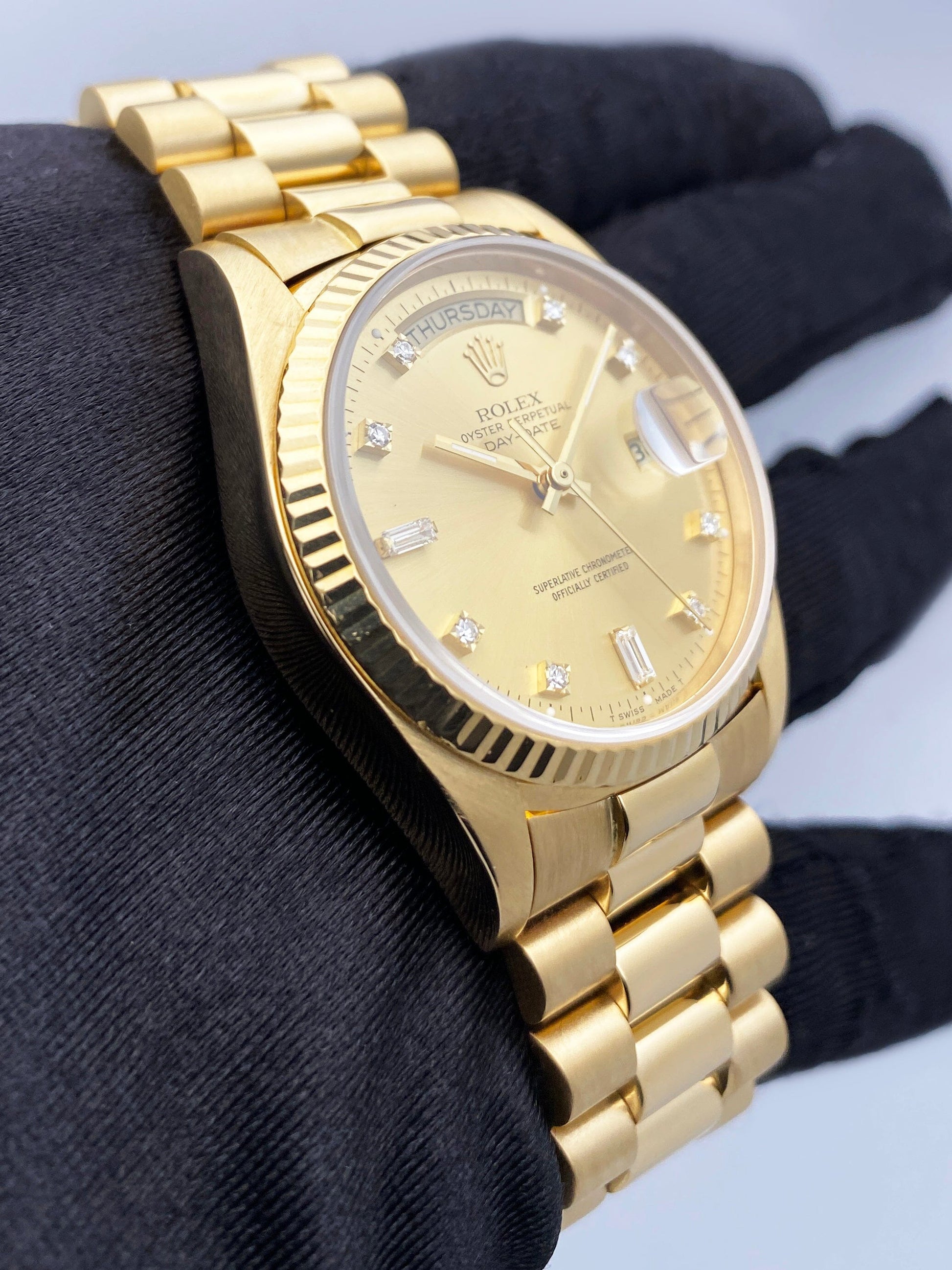 Rolex Day Date 18038 Diamond Dial Mens Watch
