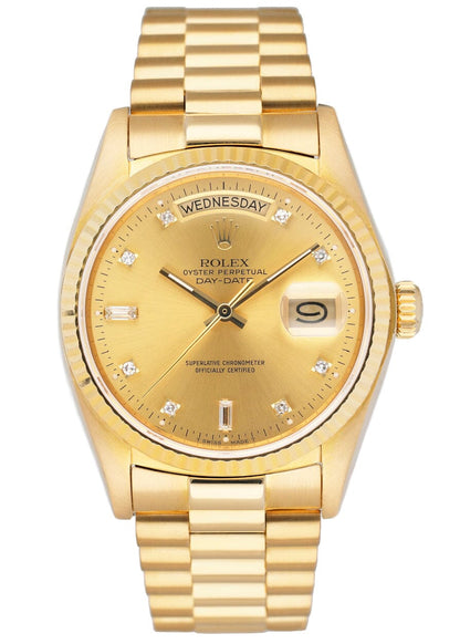Rolex Day Date 18038 Diamond Dial Mens Watch