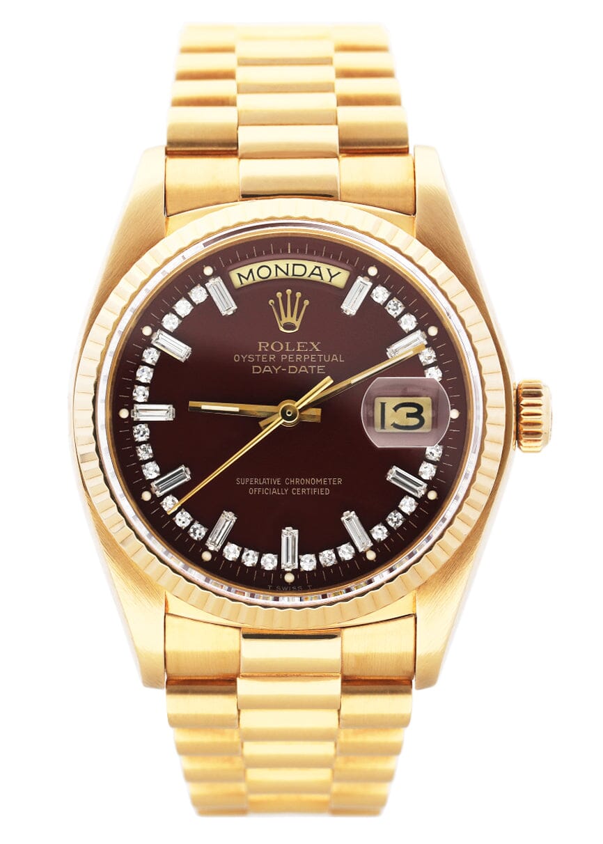 Rolex Day Date 18038 Diamond OxBlood Stella Dial Mens Watch - Watches