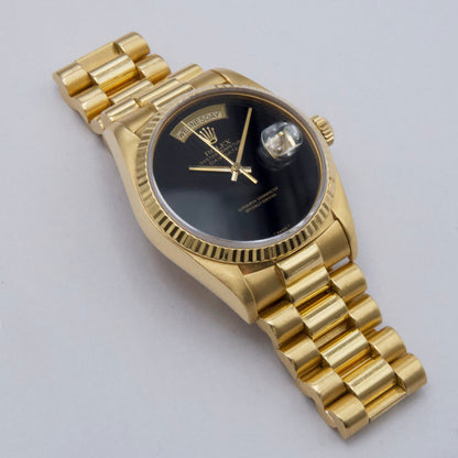 Rolex Day Date 18038 Onyx Dial Mens Watch Box Papers - Watches