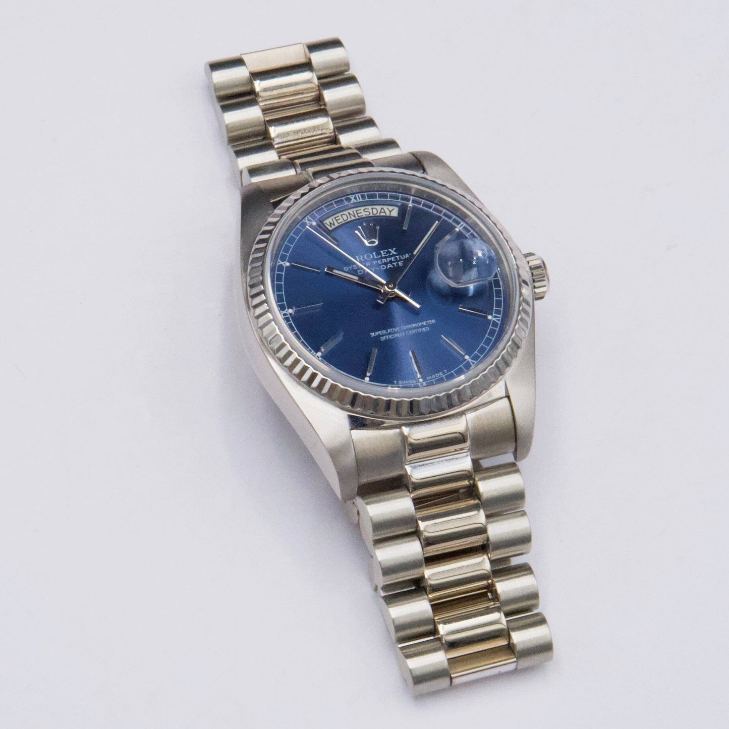 Rolex Day-Date 18039 Blue Dial 18K White Gold Mens Watch - Watches
