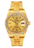 Rolex Day Date 18108 Diamond18K Yellow Gold Bark Finish Mens Watch - Watches