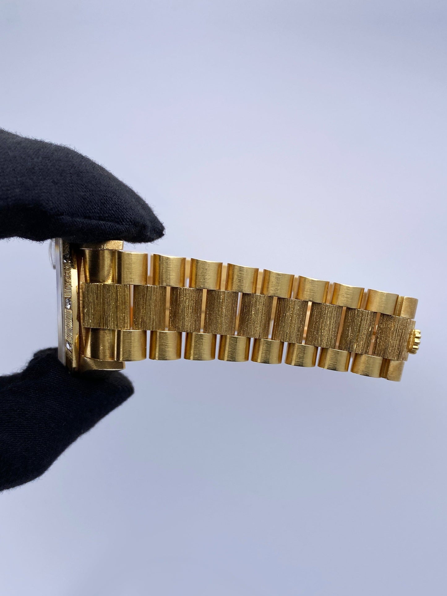 Rolex Day Date 18108 Diamond18K Yellow Gold Bark Finish Mens Watch - Watches