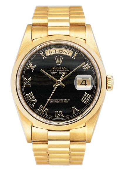 Rolex Day-Date 18208 Ferrite Dial Yellow Gold Mens Watch Box Papers - Watches