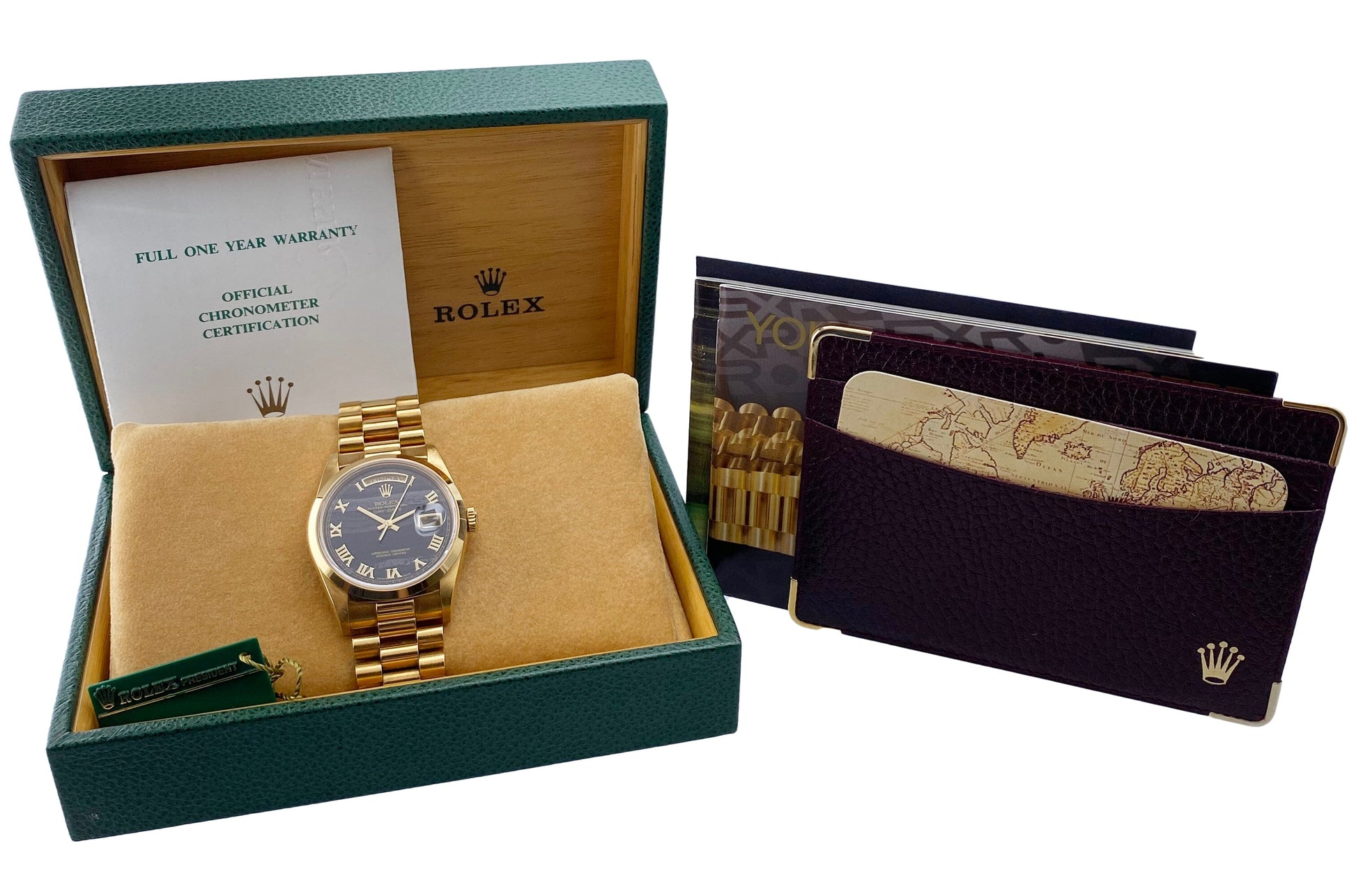 Rolex Day-Date 18208 Ferrite Dial Yellow Gold Mens Watch Box Papers - Watches