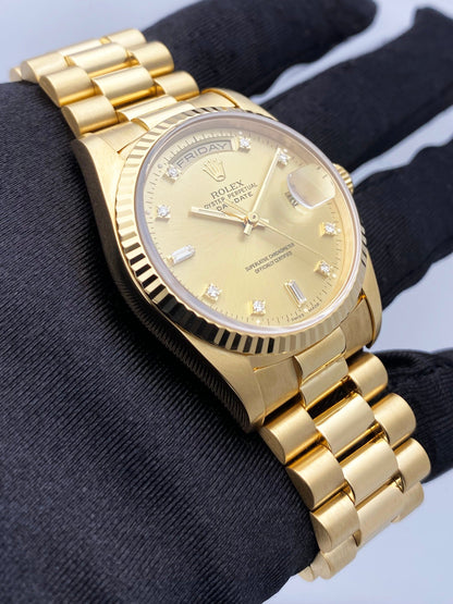 Rolex Day Date 18238 Diamond Dial Mens Watch