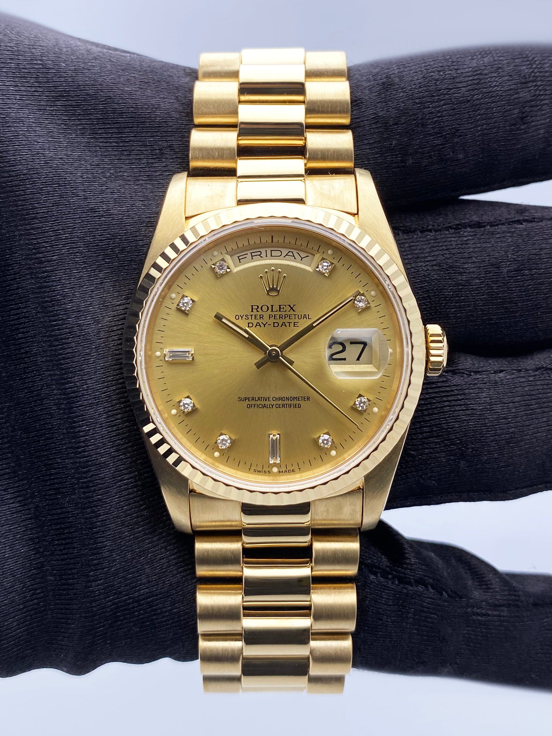 Rolex Day Date 18238 Diamond Dial Mens Watch