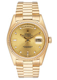 Rolex Day Date 18238 Diamond Champagne Dial Mens Watch Box Papers - Watches