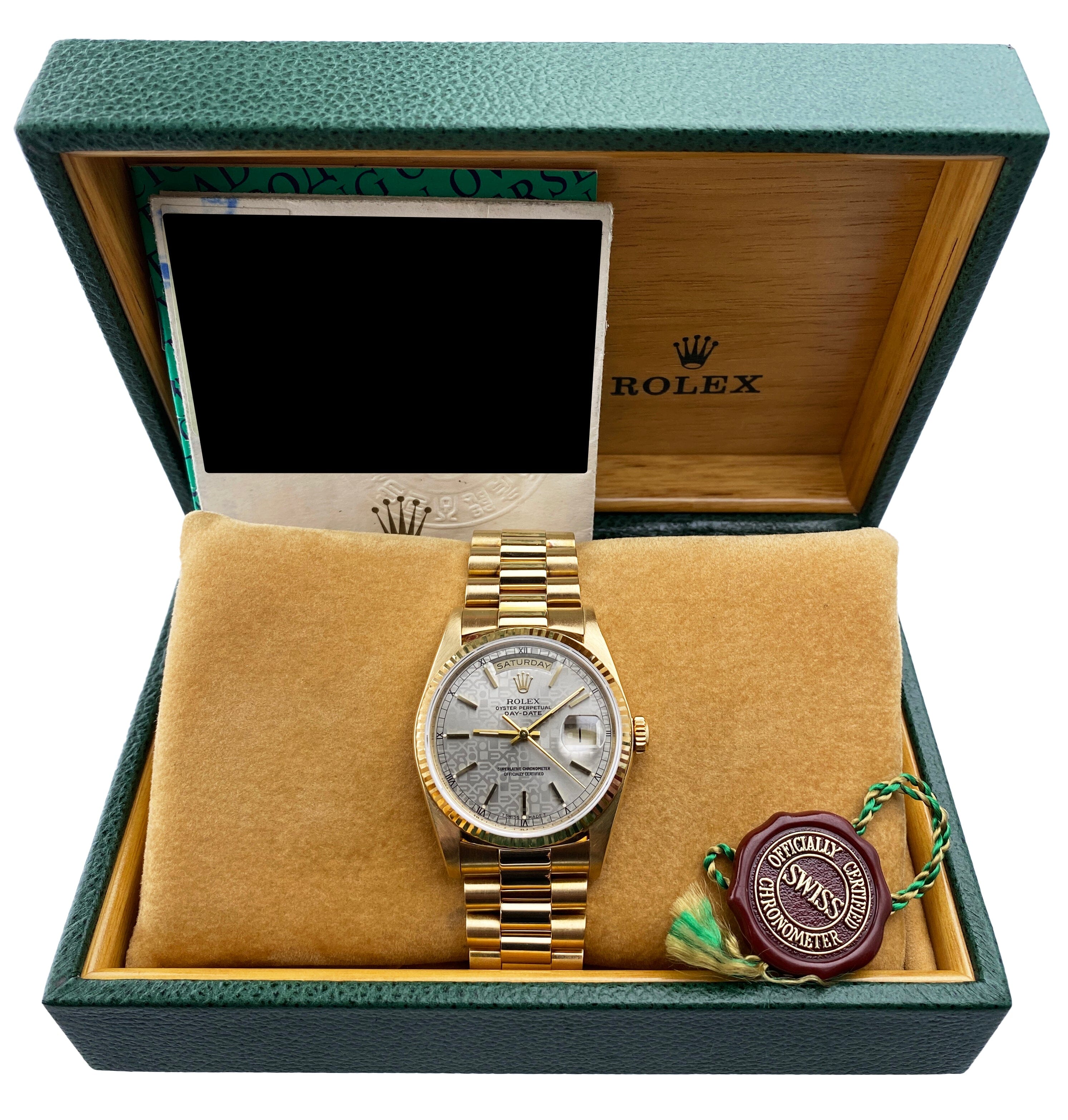 Rolex Day Date 18238 Sliver Anniversary Dial Mens Watch Box – Phigora