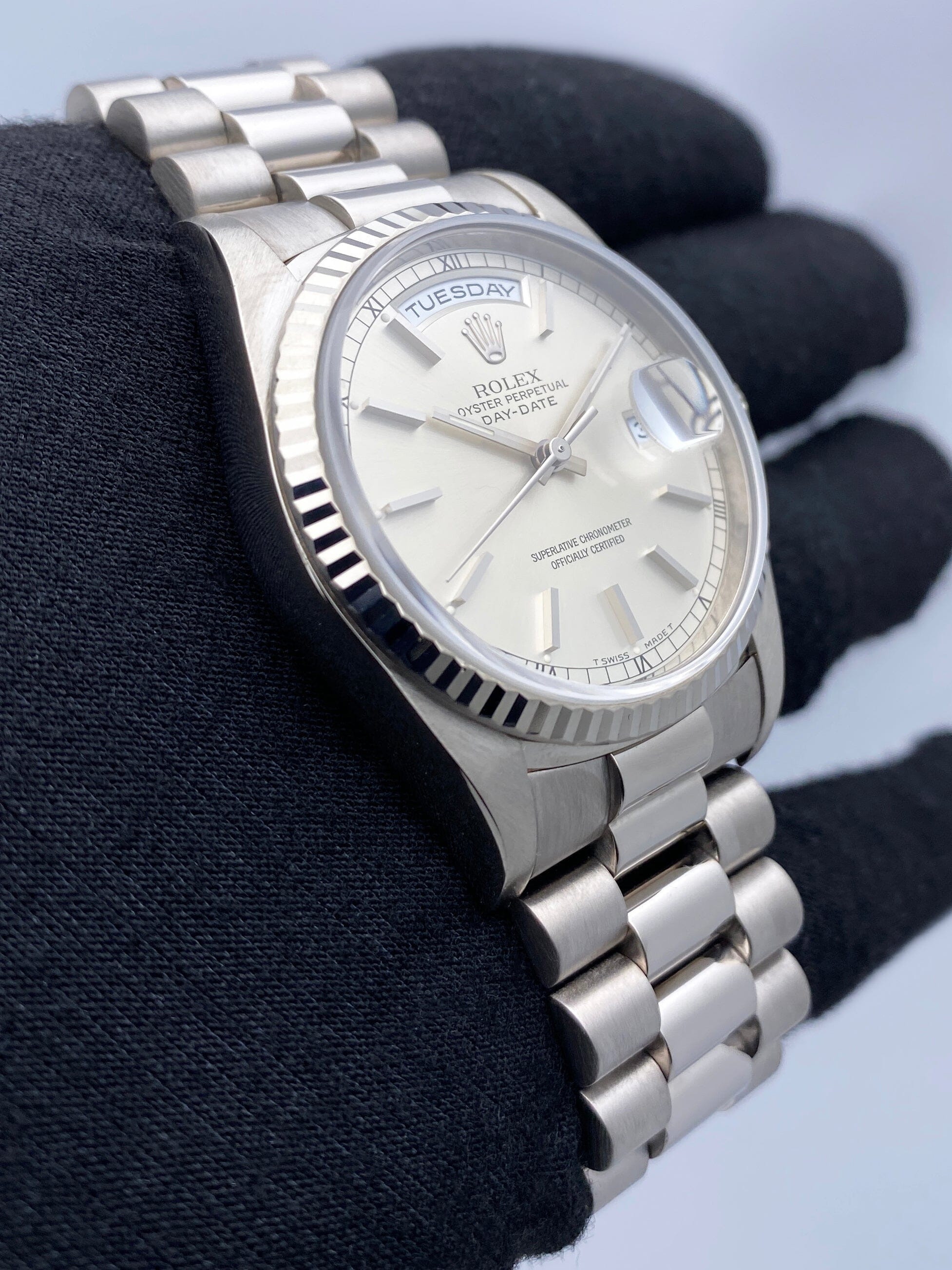 Rolex Day Date 18239 18K White Gold Mens Watch – Phigora