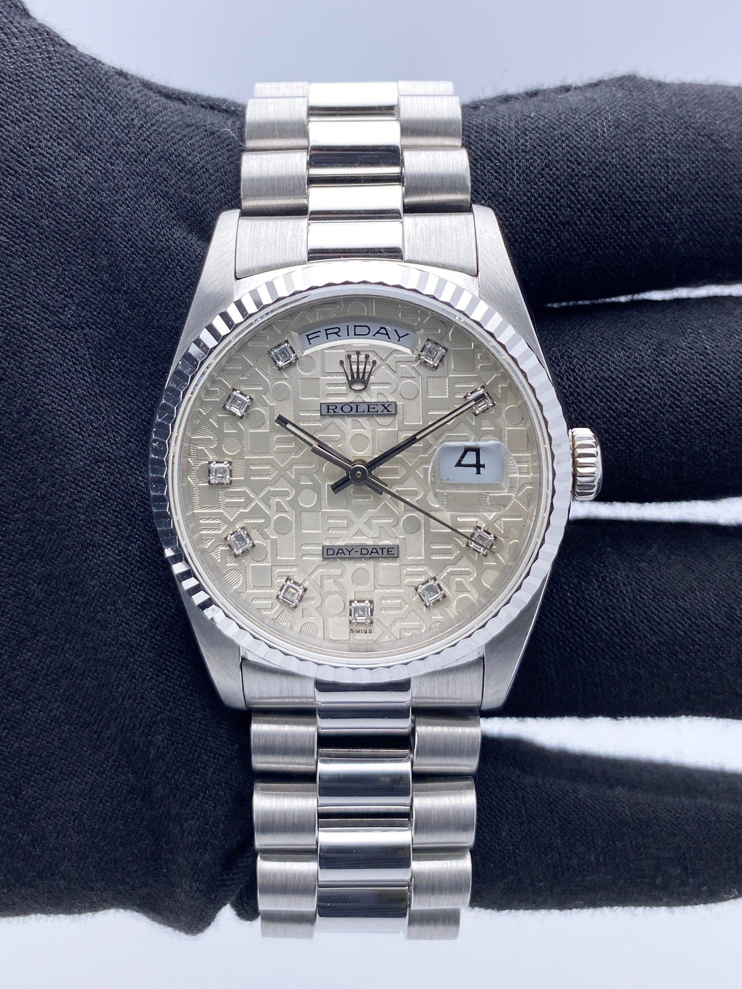 Rolex Day-Date 18239 Anniversary Diamond Dial Mens Watch Box Papers - Watches