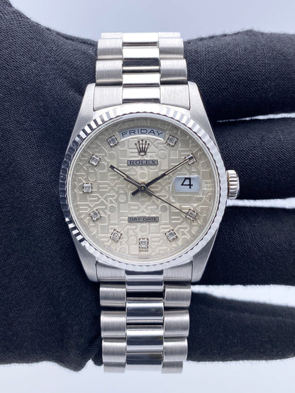 Rolex Day-Date 18239 Anniversary Diamond Dial Mens Watch Box Papers - Watches