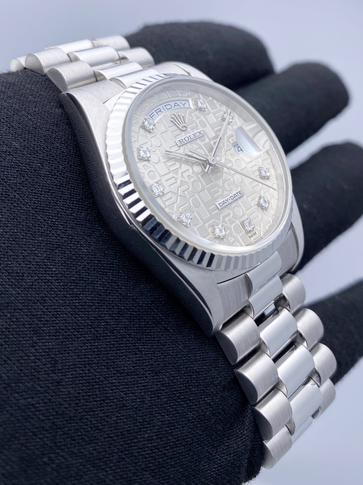 Rolex Day-Date 18239 Anniversary Diamond Dial Mens Watch Box Papers - Watches
