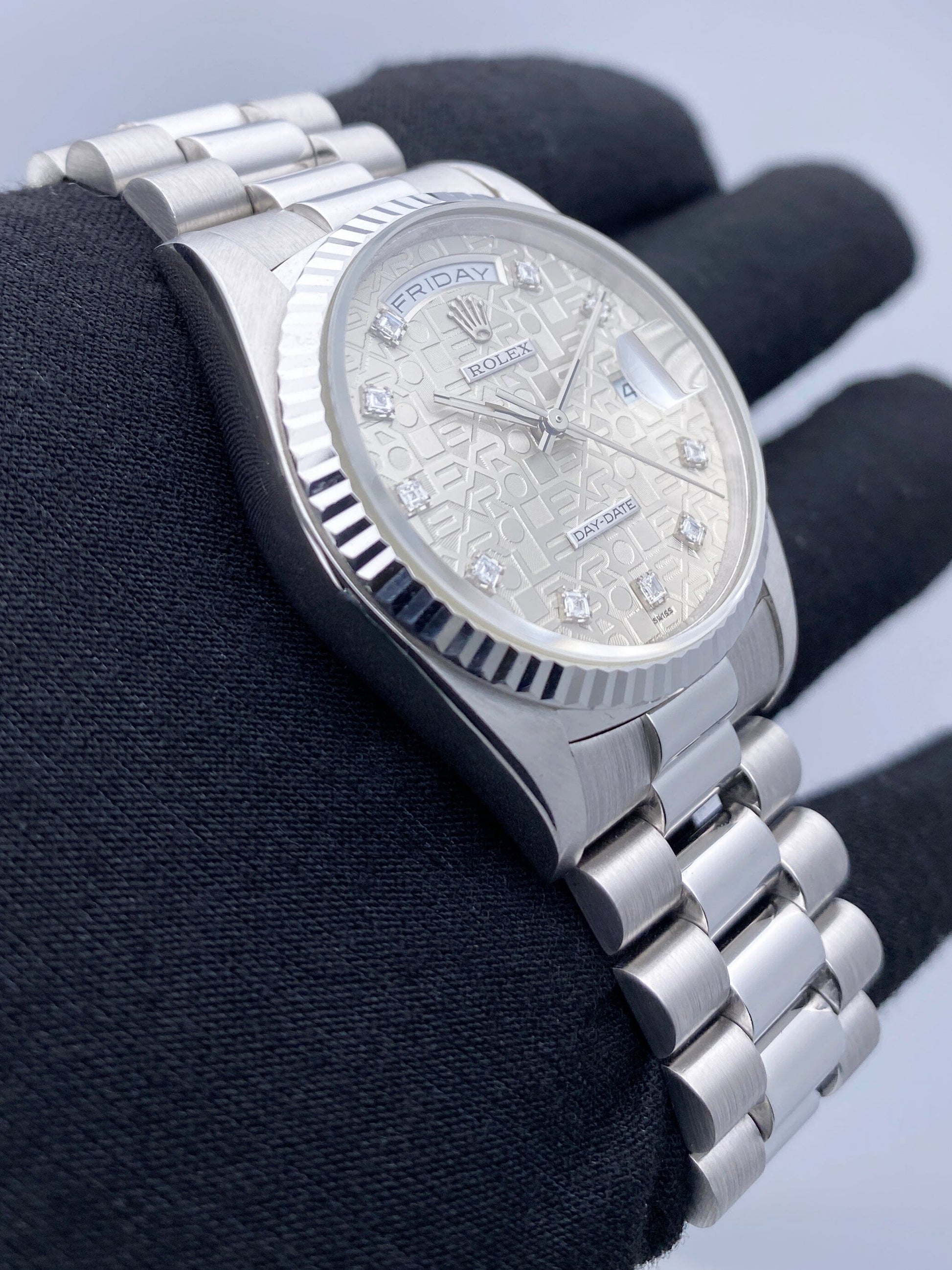 Rolex Day-Date 18239 Anniversary Diamond Dial Mens Watch Box Papers - Watches