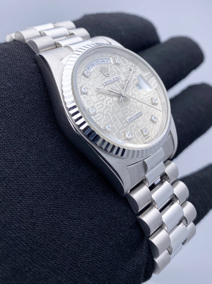 Rolex Day-Date 18239 Anniversary Diamond Dial Mens Watch Box Papers - Watches