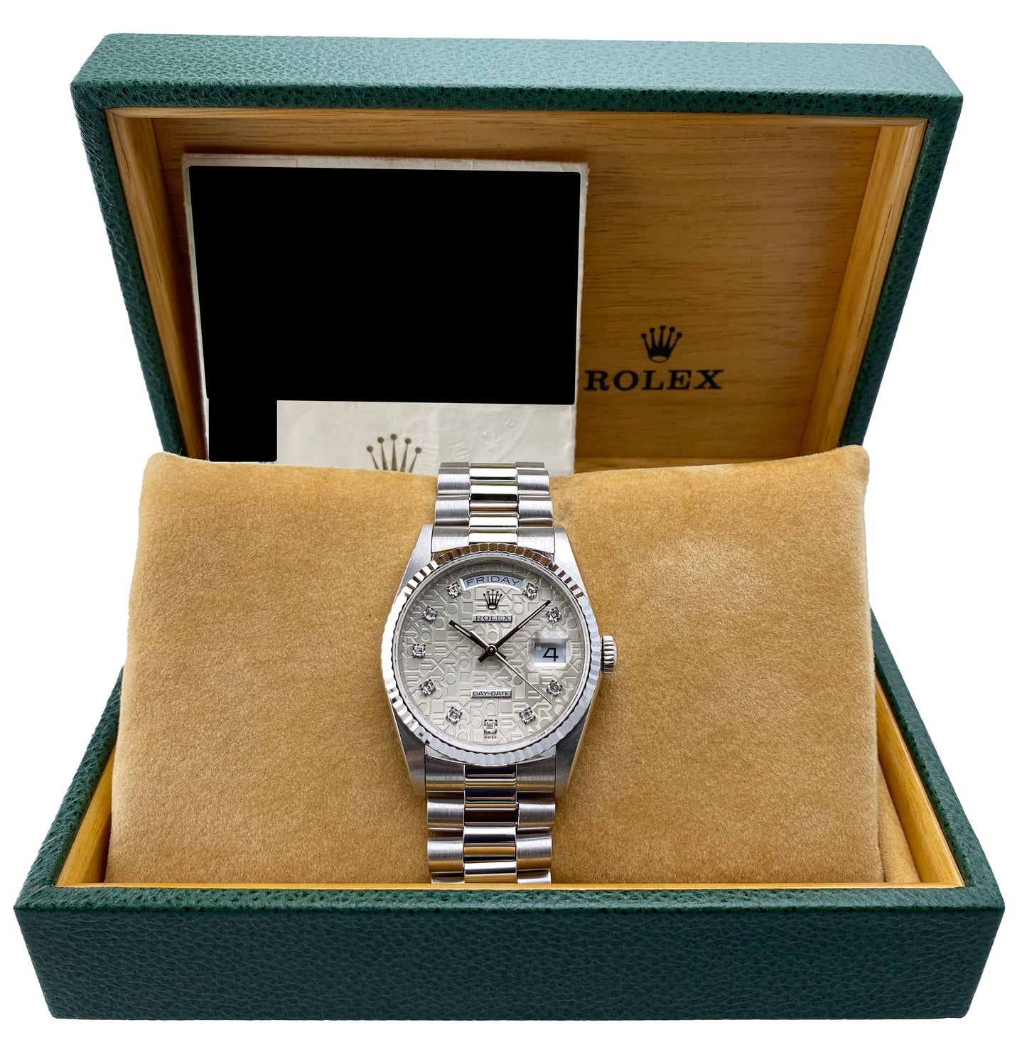 Rolex Day-Date 18239 Anniversary Diamond Dial Mens Watch Box Papers - Watches