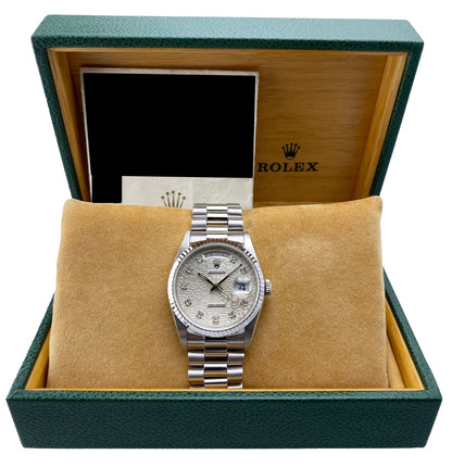 Rolex Day-Date 18239 Anniversary Diamond Dial Mens Watch Box Papers - Watches
