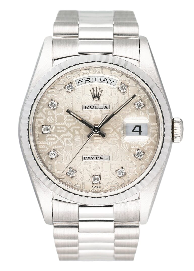 Rolex Day-Date 18239 Anniversary Diamond Dial Mens Watch Box Papers - Watches