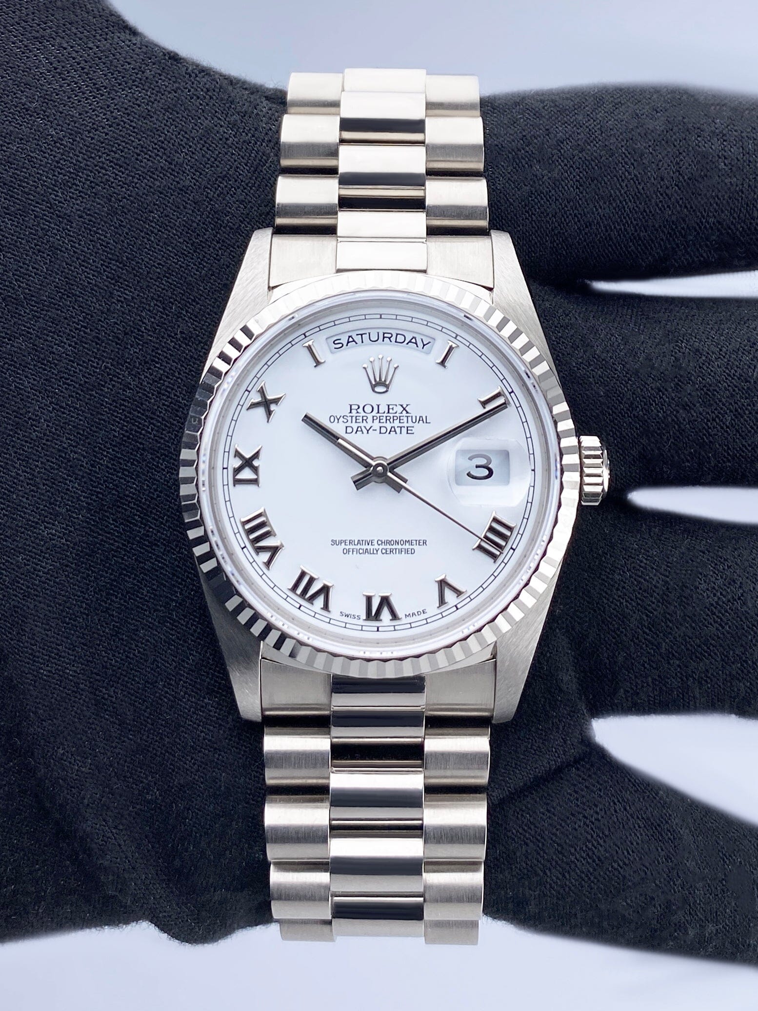 Rolex Day Date 18239 White Roman Dial Mens Watch – Phigora