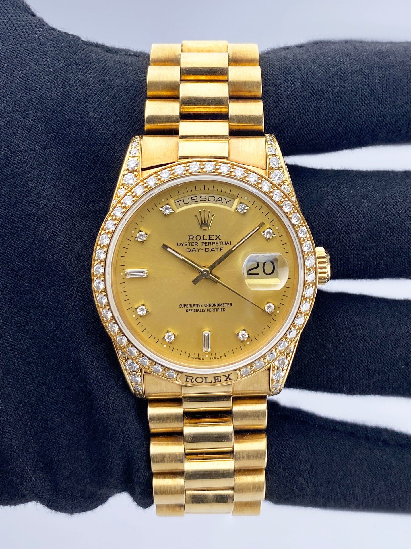 Rolex Day Date 18388 Diamond Dial 18K Yellow Gold Mens Watch - Watches